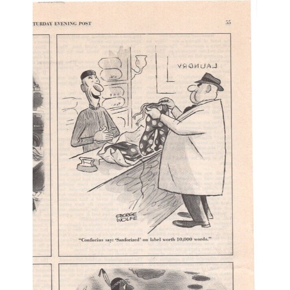 Vintage Original Sanforized Clothing Magazine Advertisement Large B&W 1950s - Picture 4 of 6